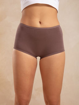 Nykd by Nykaa - Cotton Mid Rise Boyshort with Full Rear Coverage-NYP082 Deep Taupe
